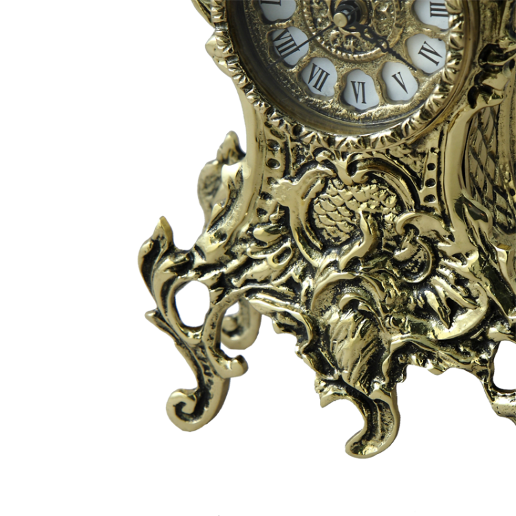 Каминные часы с канделябрами Боско, золотые Bello De Bronze BP-25046, фотография часов крупным планом