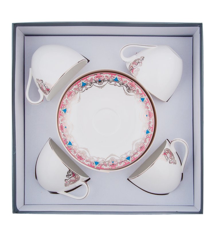 Чайный набор на 4 персоны из фарфора Каприз Примадонны Pavone JK- 03, фотография в упаковке