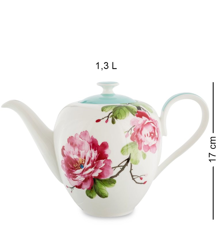 Чайный сервиз на 6 персон с тарелками Тоскана Pavone JK-186, фотография чайника