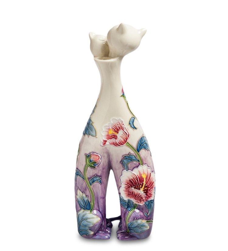 Ваза для цветов из фарфора Парочка кошек Гибискус Pavone JP-98/26, фотография с обратной стороны