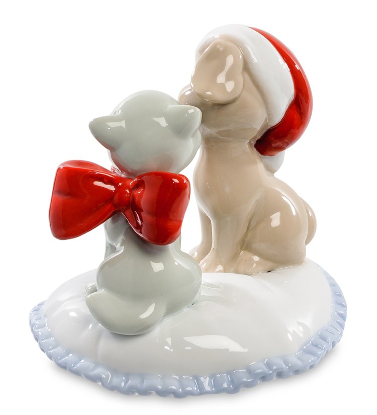 Фигурка из фарфора Кошка с собакой Pavone JP-31/32, фотография сбоку