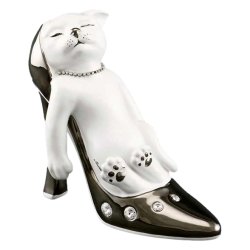 Статуэтка белый Котёнок в платиновой туфле