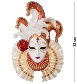 Венецианская маска Белый Шут с Розой