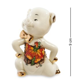 Фигурка из фарфора Поросенок с золотой бабочкой