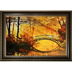 Картина Осенний парк c кристаллами Swarovski