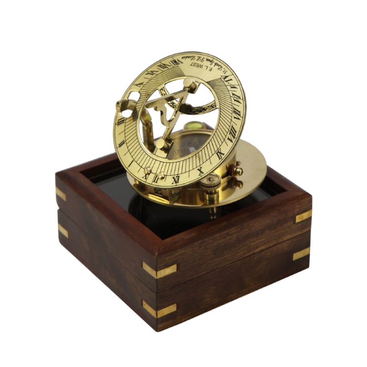 Морской компас в деревянном футляре Nautical NA-16029, вид без верхней крышки
