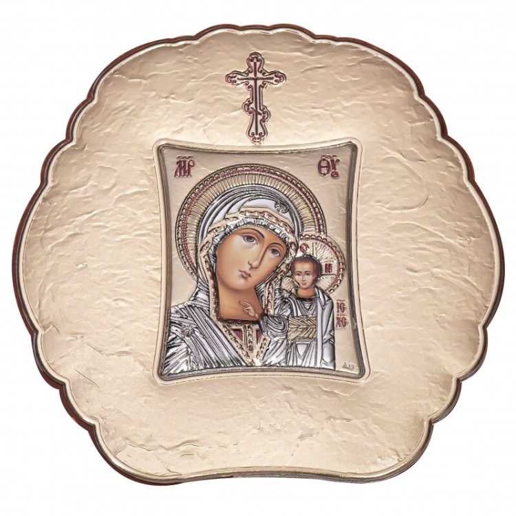 Икона Казанская в рамке, Размер 10x10 см Slevory 144TBR1FWRSmo1AA