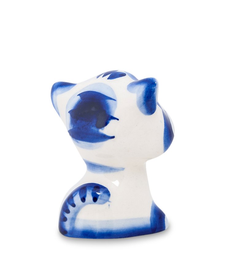 Фигурка Кот-голова Голубая гжель ГЛ-164, фотография со спины