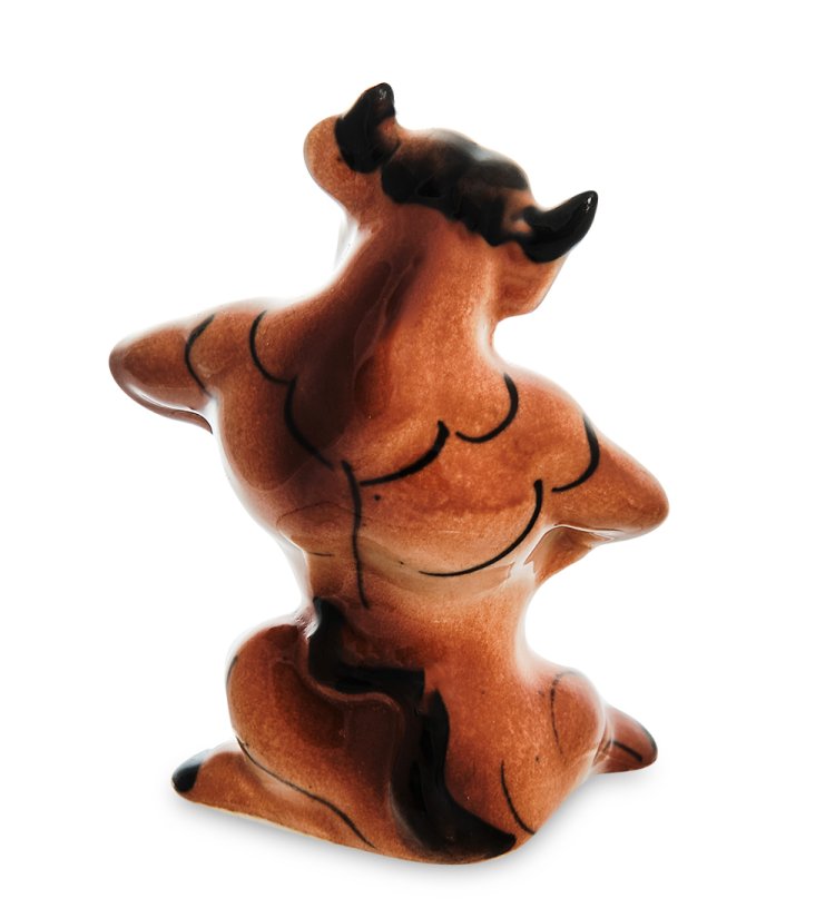 Статуэтка Бык Геракл символ 2021 года Цветная гжель ГЛ- 02, фотография со спины