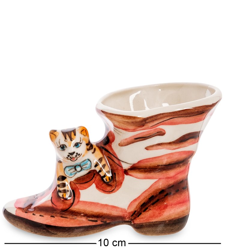 Статуэтка Сапожок с котиком Цветная гжель ГЛ-575