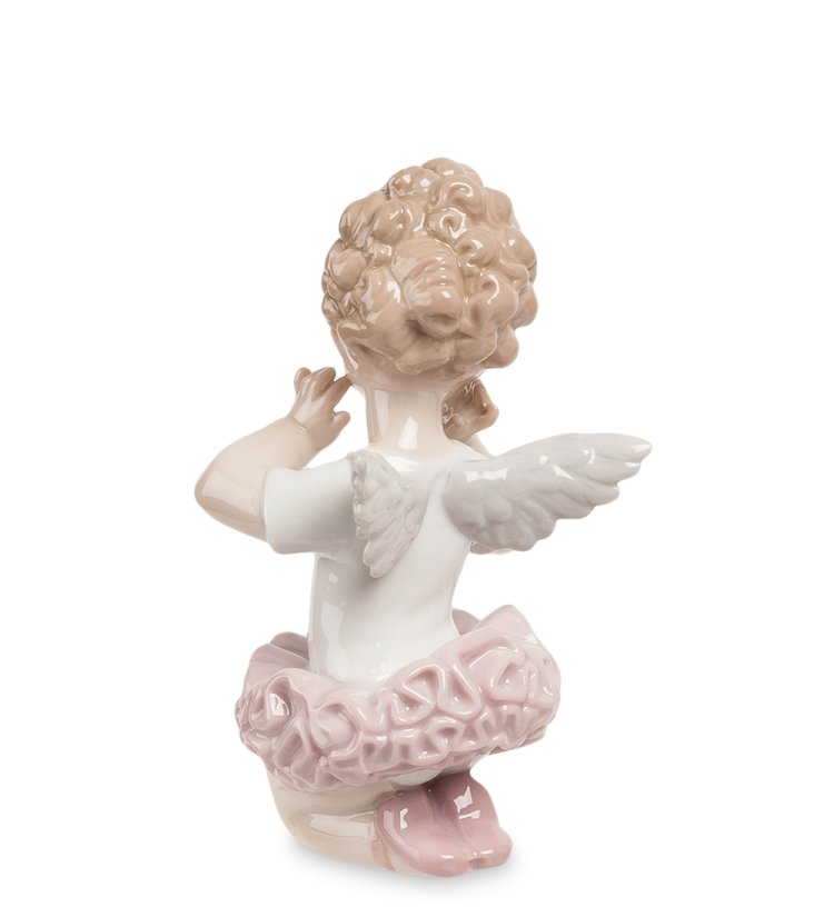 Статуэтка из фарфора Балерина ангелочек в розовом платье Pavone JP-27/ 11, фотография со спины