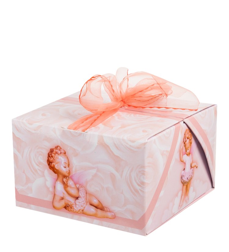 Статуэтка из фарфора Балерина ангелочек в розовом платье Pavone JP-27/ 11, фотография коробочки