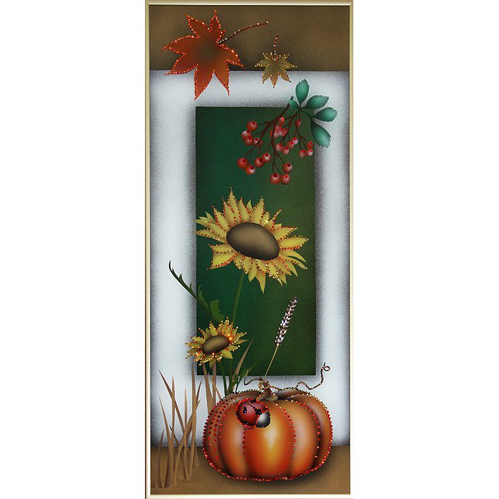 Композиция их трех картин (триптих) Осенний урожай c кристаллами Swarovski