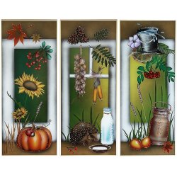 Композиция их трех картин (триптих) Осенний урожай c кристаллами Swarovski
