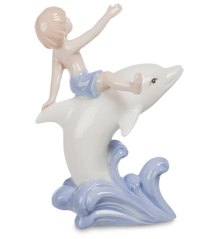 Статуэтка из фарфора Мальчик и дельфин Pavone JP-45/ 6, фотография со спины