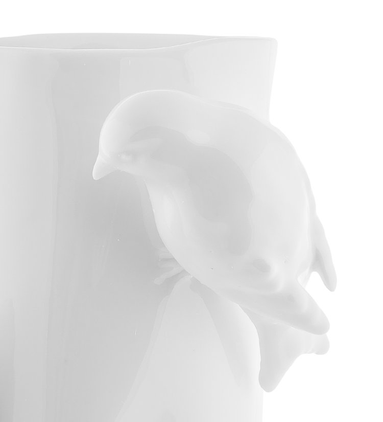 Белая ваза для цветов из фарфора Птицы Pavone FM-65/ 2, фотография птички