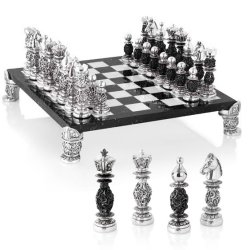Шахматный набор с чернением (доска - мрамор)