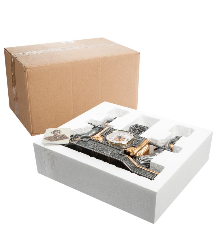 Часы в стиле барокко Уходящее время с золотыми деталями Veronese WS-613, упаковочный вид