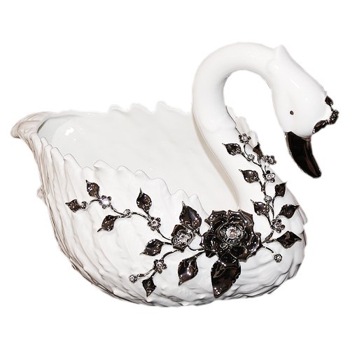 Ваза для фруктов из керамики Лебедь c кристаллами Swarovski