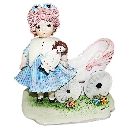 Фарфоровая статуэтка Кукла с розовой коляской