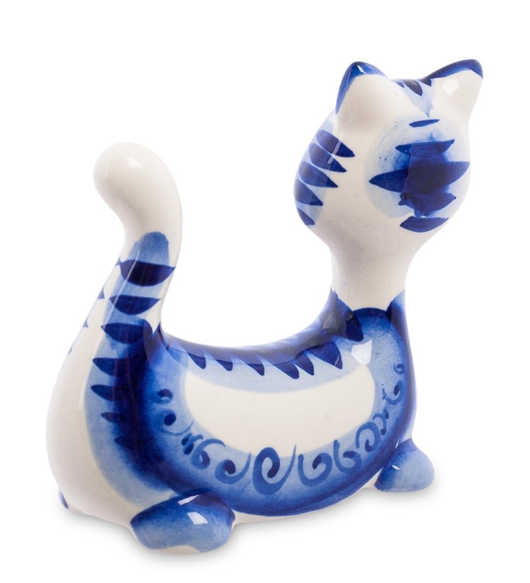 Фигурка Кот-Пряник Голубая гжель ГЛ-355, фотография сбоку