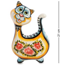 Копилка Кот Ватрушка Цветная гжель