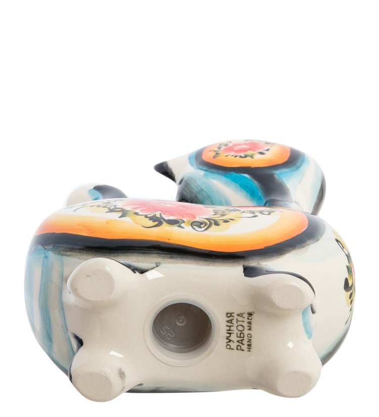 Копилка Кот Ватрушка Цветная гжель ГЛ-515, фотография снизу