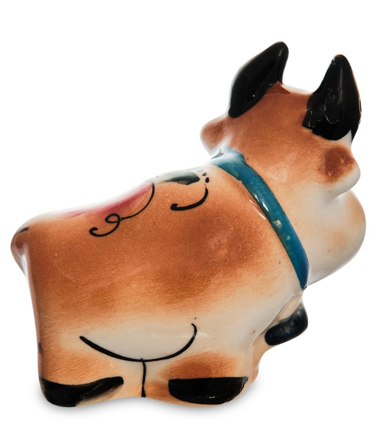 Статуэтка Бык Прохор символ 2021 года Цветная гжель ГЛ- 04, фотография со спины