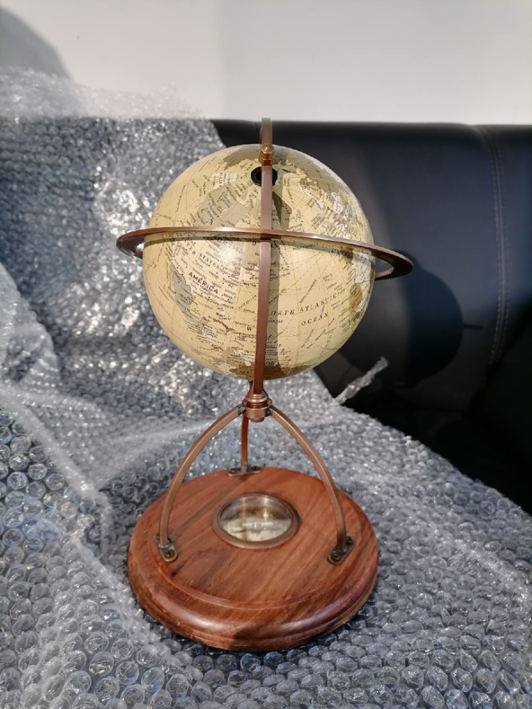 Декоративный глобус с компасом, диаметр 15 см, фото со склада