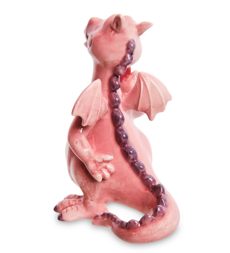 Статуэтка из фарфора Розовый дракон с яблоком Pavone JP-41/16, оборотная сторона