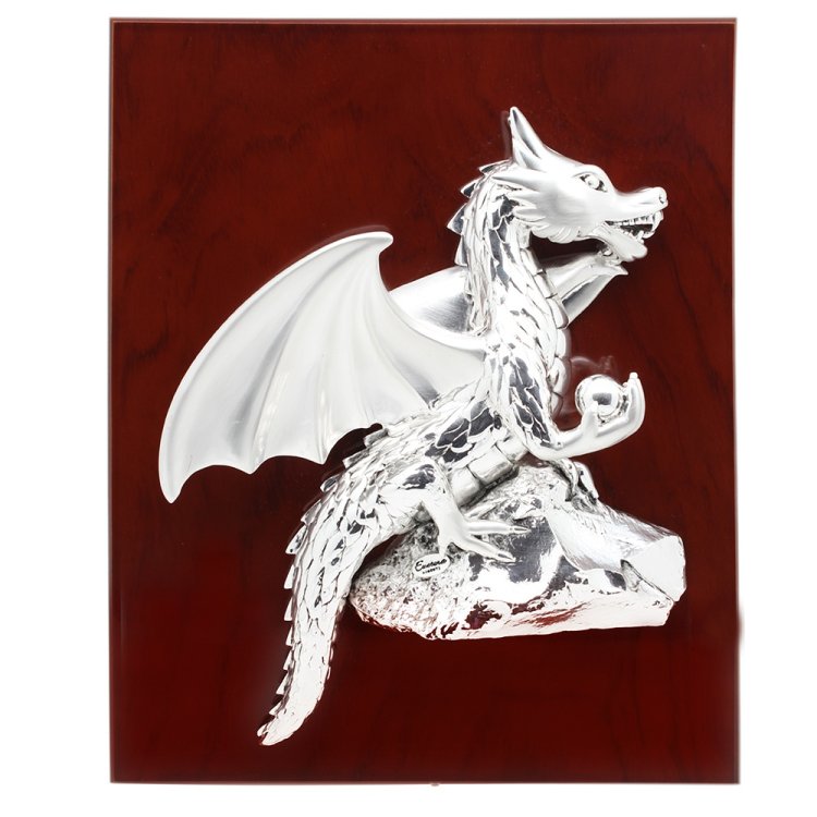 Панно Дракон на скале, посеребрение матовое Exetera Argenti 46-349935