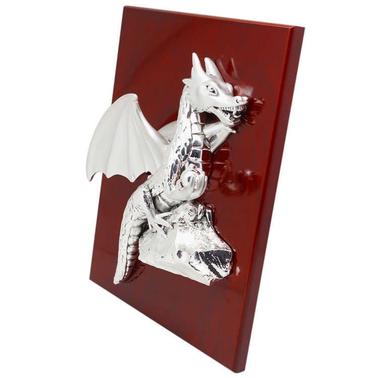 Панно Дракон на скале, посеребрение матовое Exetera Argenti 46-349935, фото сбоку