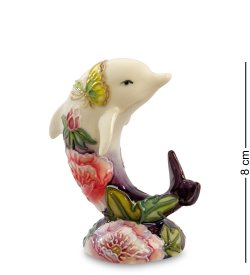 Статуэтка из фарфора дельфин, роспись Гвоздика