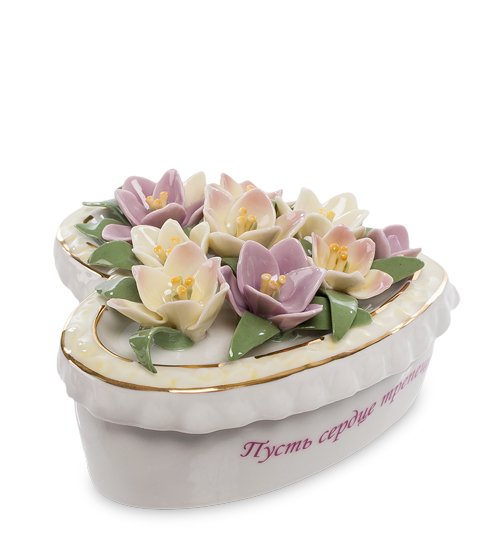 Шкатулка из керамики Весеннее сердце Pavone CMS-45/ 2, вид профиль