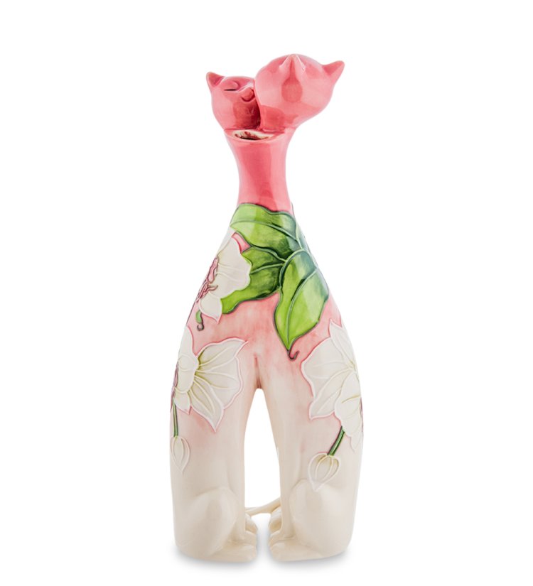Ваза из фарфора Парочка розовых кошек Pavone JP-98/28, фотография с обратной стороны