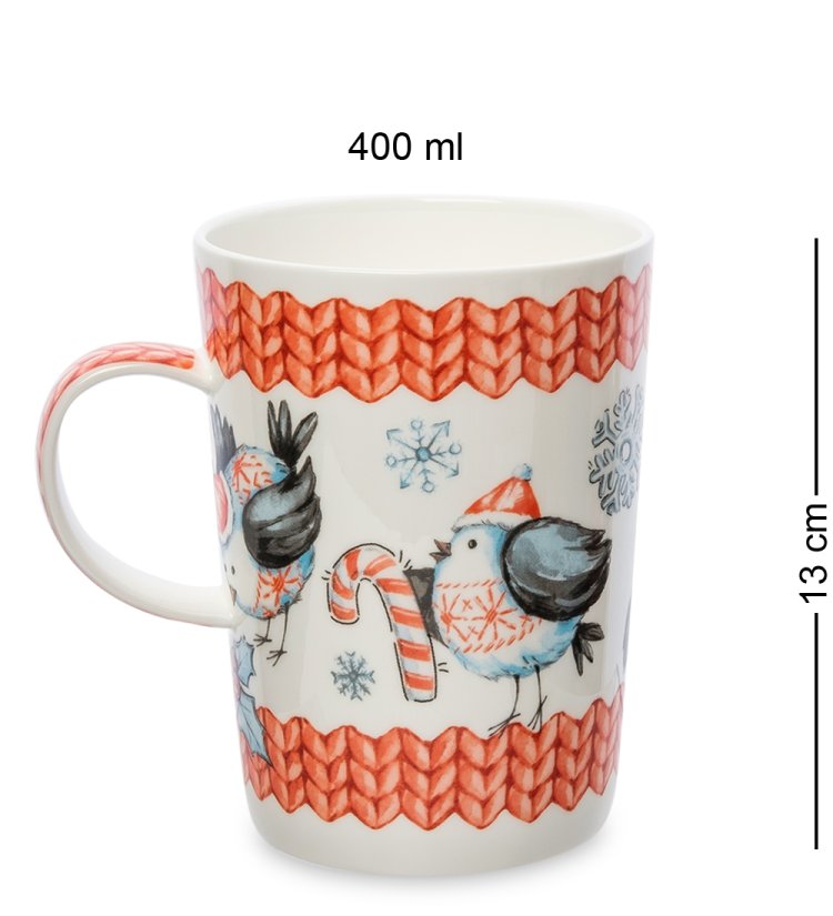 Кружка из фарфора Снегири Pavone JK-271, оборотная сторона