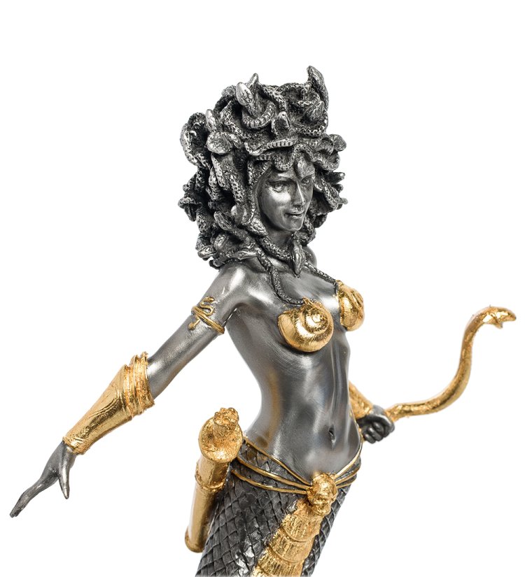 Статуэтка Медуза Горгона с золотым луком Veronese WS-479, портретный вид