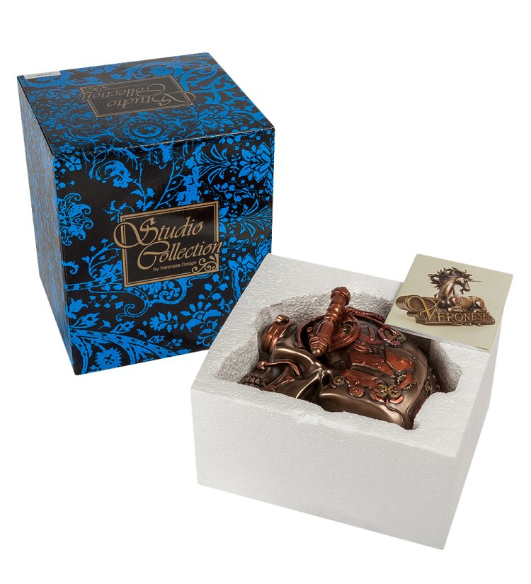 Шкатулка в стиле Стимпанк Череп Veronese WS-387, упаковочный вид