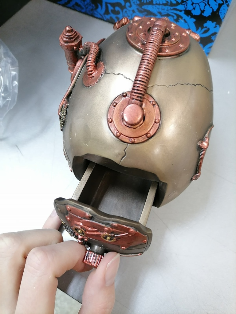 Шкатулка в стиле Стимпанк Череп Veronese WS-387, фото со склада разборный вид сверху