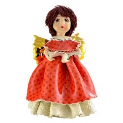 Фигурка из фарфора Поющий Ангел в красном с книгой