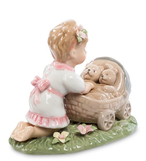 Фигурка из керамики Девочка с медвежатами Pavone CMS-12/22, оборотная сторона