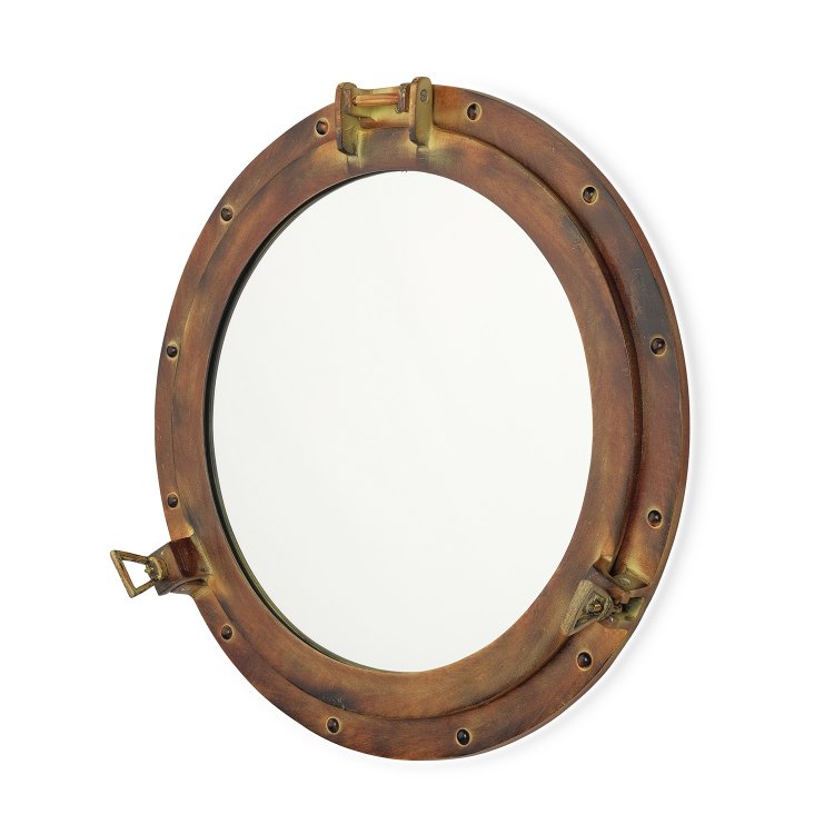 Зеркало Иллюминатор антик, диаметр 50 см, фотография сбоку