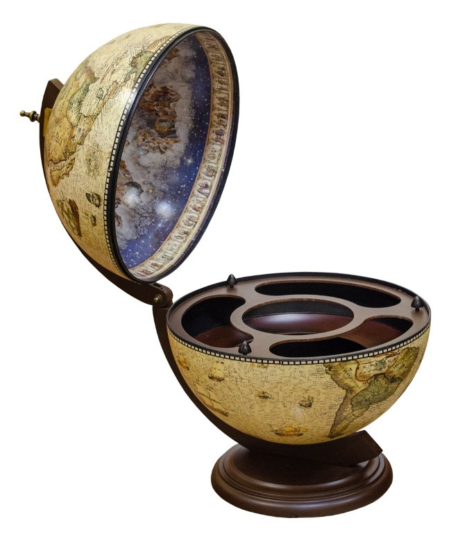 Глобус-бар настольный светлая сфера 42 см Jufeng JG42002R, фотография в открытом виде