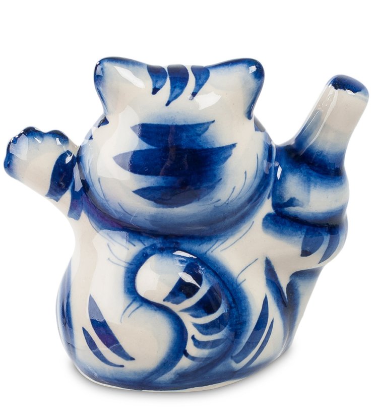 Фигурка Кот-Кефир Голубая гжель ГЛ-175, фотография со спины