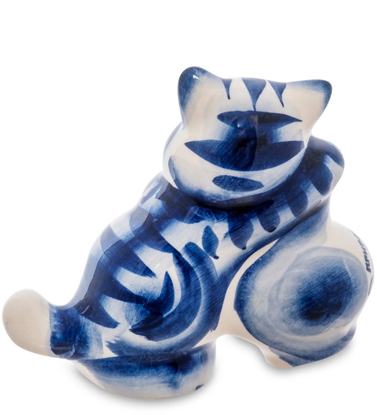 Фигурка Кот воришка Голубая гжель ГЛ-357, фотография со спины
