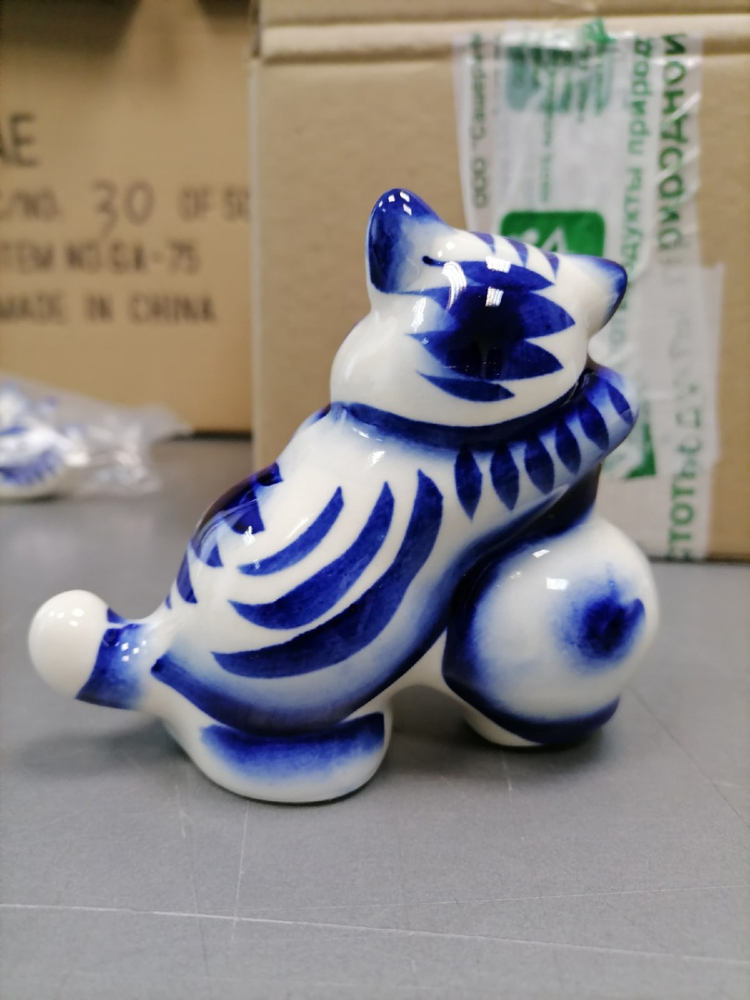 Фигурка Кот воришка Голубая гжель ГЛ-357, фото со склада оборотная сторона