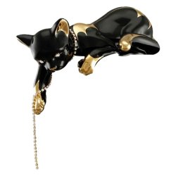 Статуэтка Черная кошка, Золотой Декор