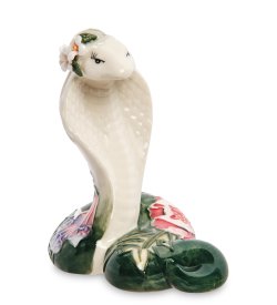 Фигурка из фарфора Полевая Змейка с белым цветочком