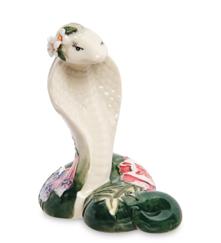 Фигурка из фарфора Полевая Змейка с белым цветочком Pavone JP-51/ 5