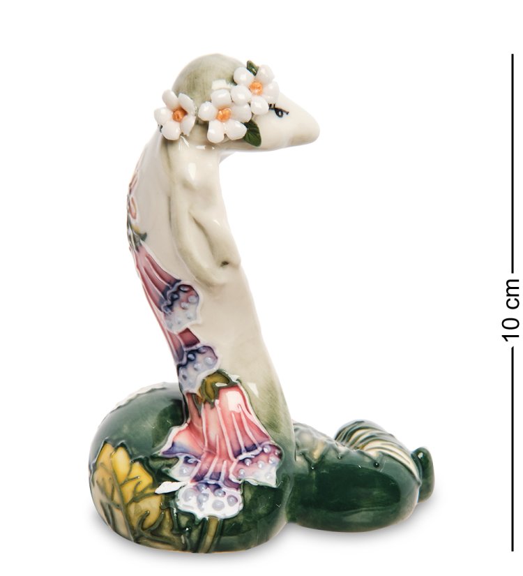 Фигурка из фарфора Полевая Змейка с белым цветочком Pavone JP-51/ 5, вид профиль